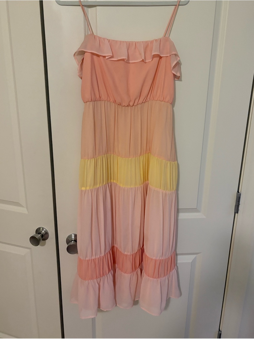 Lover + friends light pink ruffle dress